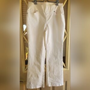 Denim & Company White 8P Stretch Waist Pants